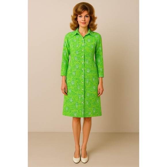 Lilly Pulitzer Dresses & Skirts - Lilly Pulitzer Vintage 70s "The Lilly" Shirt Dress Green Tiger Print Zuzek Tigre